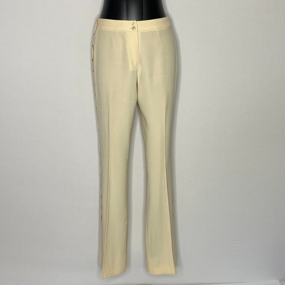 Escada Pants Trousers Cream Dressy Wide leg-10" 4 - Picture 4 of 14